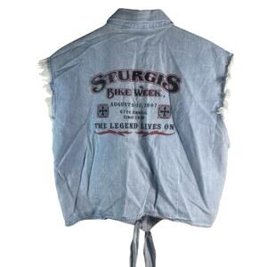 Sturgis Bike Week 2007 Sleeveless Denim Shirt Women’s Large August 6-12